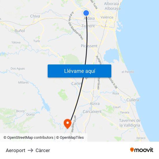 Aeroport to Càrcer map
