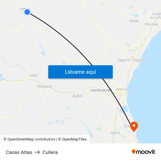 Casas Altas to Cullera map