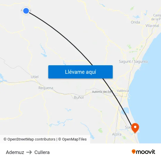 Ademuz to Cullera map