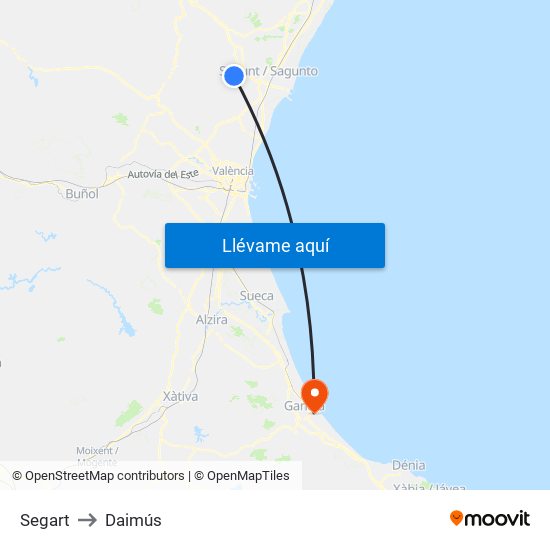 Segart to Daimús map