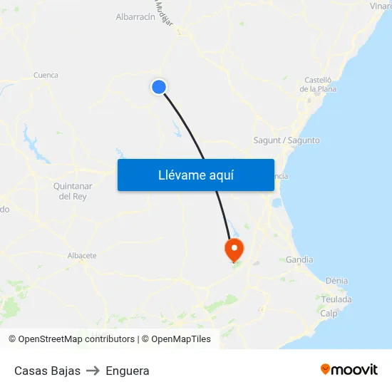Casas Bajas to Enguera map