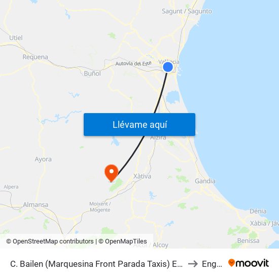 C. Bailen (Marquesina Front Parada Taxis) Estació Ave [València] to Enguera map