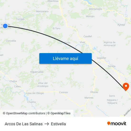Arcos De Las Salinas to Estivella map