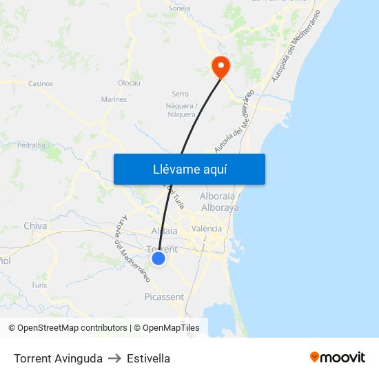 Torrent Avinguda to Estivella map