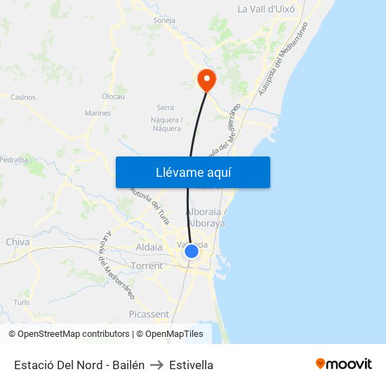 Estació Del Nord - Bailén to Estivella map