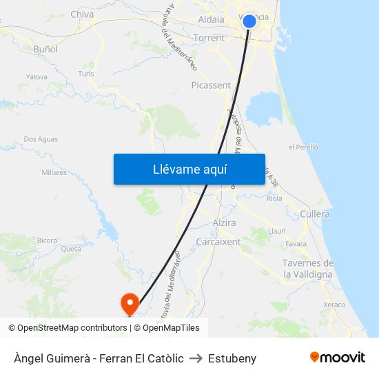 Àngel Guimerà - Ferran El Catòlic to Estubeny map