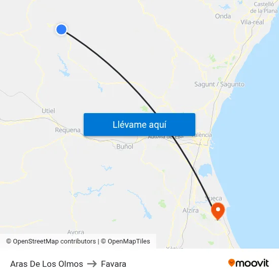 Aras De Los Olmos to Favara map