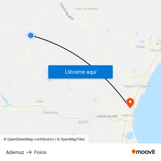 Ademuz to Foios map