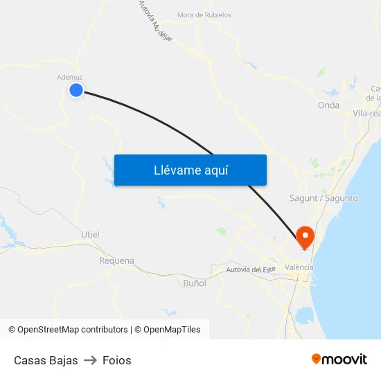 Casas Bajas to Foios map