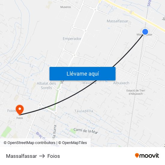 Massalfassar to Foios map