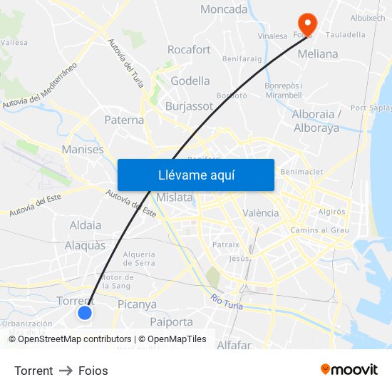 Torrent to Foios map