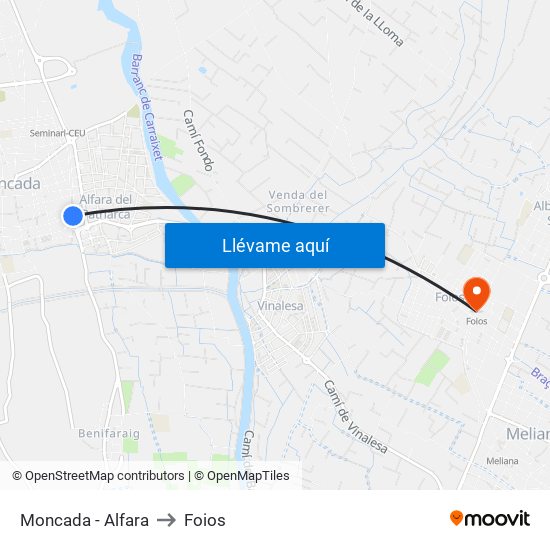 Moncada - Alfara to Foios map