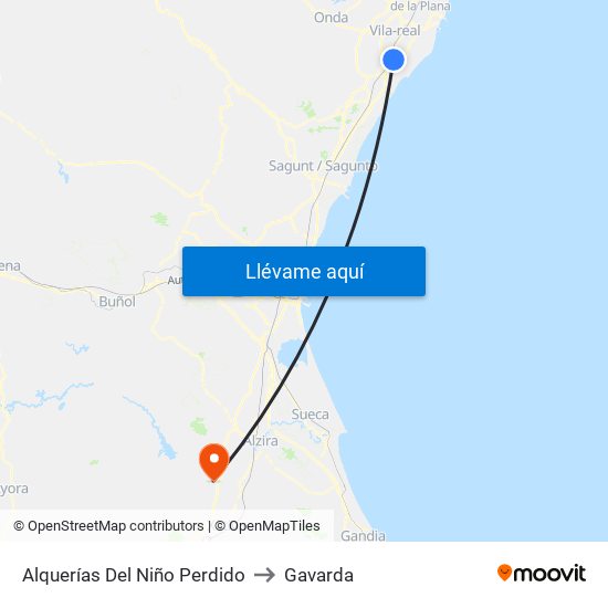 Alquerías Del Niño Perdido to Gavarda map