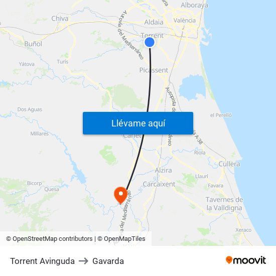 Torrent Avinguda to Gavarda map