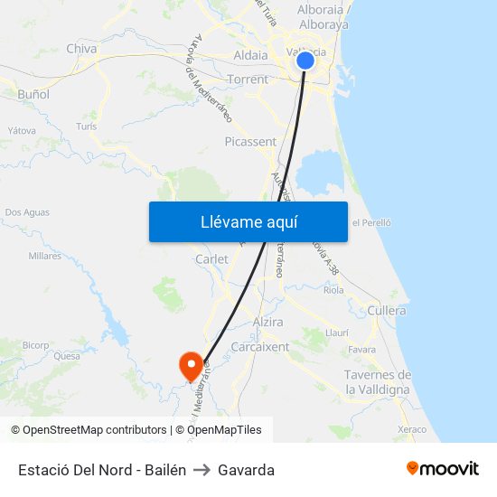Estació Del Nord - Bailén to Gavarda map