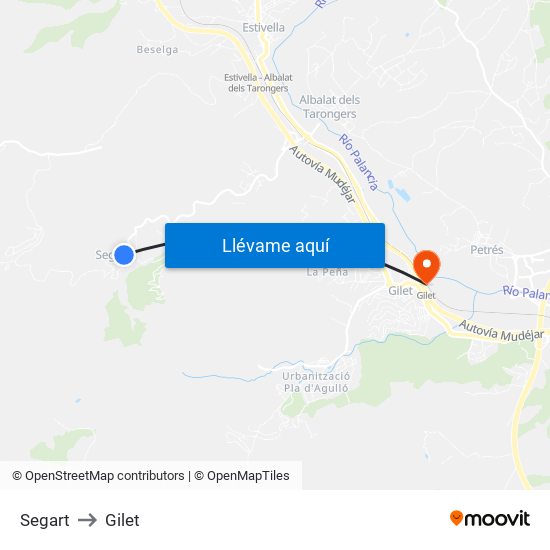 Segart to Gilet map