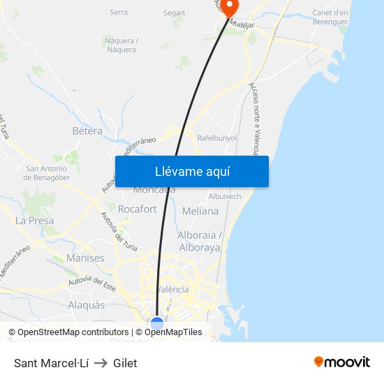 Sant Marcel·Lí to Gilet map