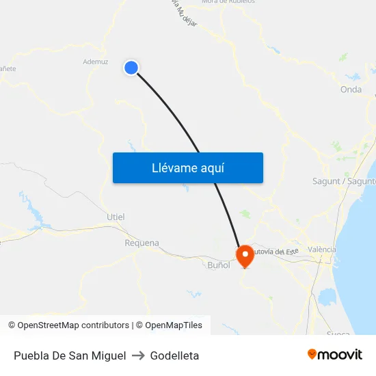 Puebla De San Miguel to Godelleta map