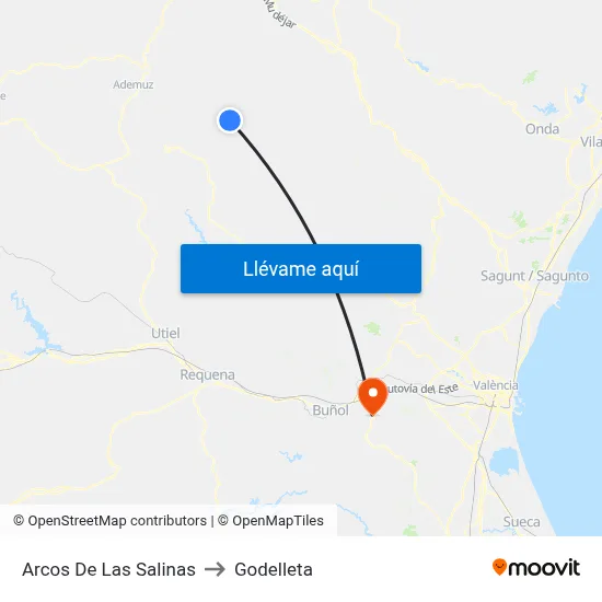 Arcos De Las Salinas to Godelleta map