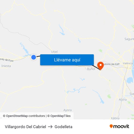 Villargordo Del Cabriel to Godelleta map