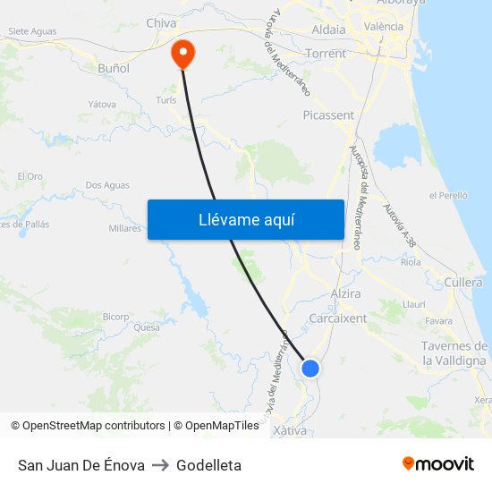 San Juan De Énova to Godelleta map