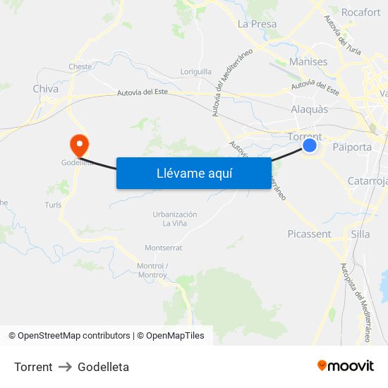 Torrent to Godelleta map