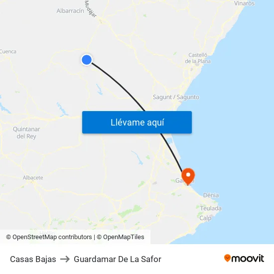 Casas Bajas to Guardamar De La Safor map
