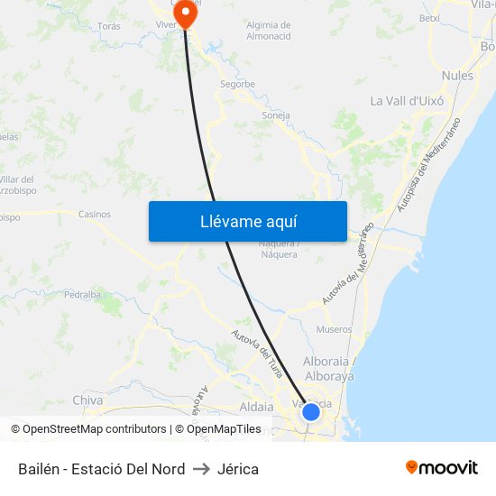 Estació Del Nord - Bailén to Jérica map