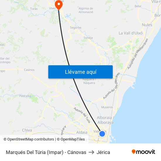 Marqués Del Túria (Impar) - Cánovas to Jérica map