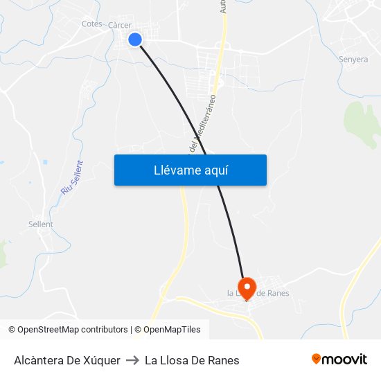 Alcàntera De Xúquer to La Llosa De Ranes map