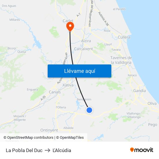 La Pobla Del Duc to L'Alcúdia map