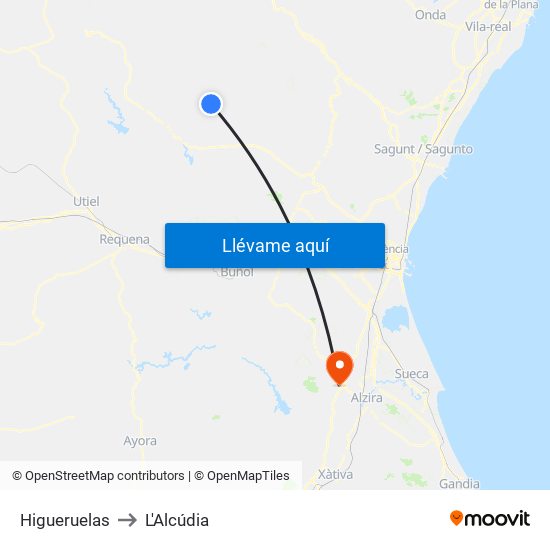 Higueruelas to L'Alcúdia map
