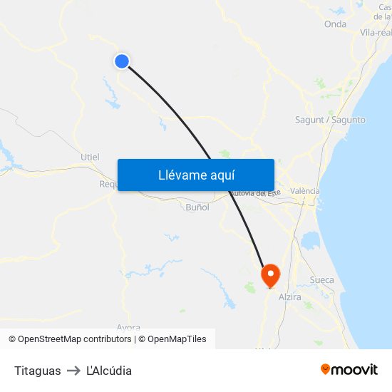 Titaguas to L'Alcúdia map