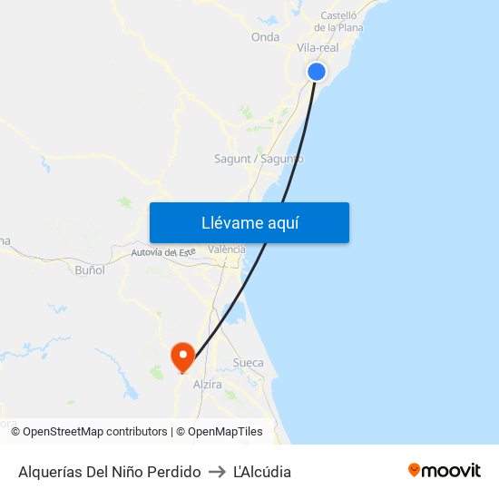 Alquerías Del Niño Perdido to L'Alcúdia map