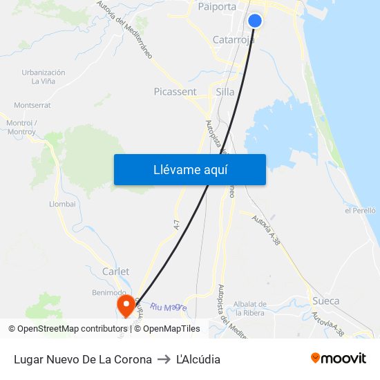 Lugar Nuevo De La Corona to L'Alcúdia map