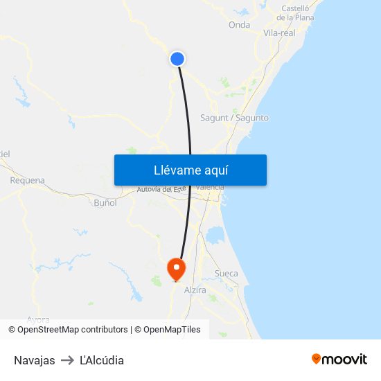 Navajas to L'Alcúdia map