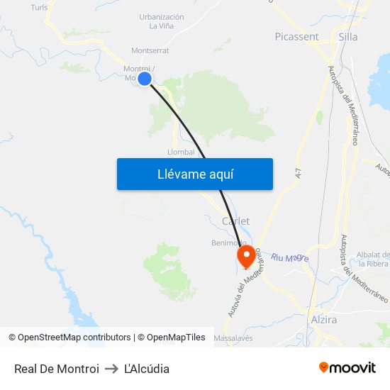 Real De Montroi to L'Alcúdia map