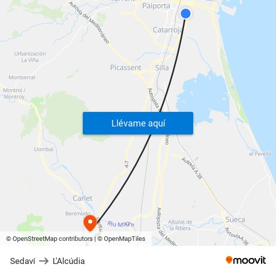 Sedaví to L'Alcúdia map