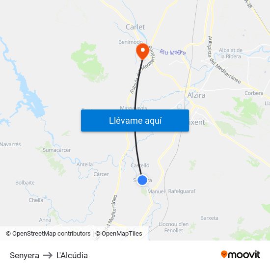 Senyera to L'Alcúdia map