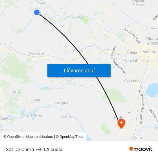 Sot De Chera to L'Alcúdia map
