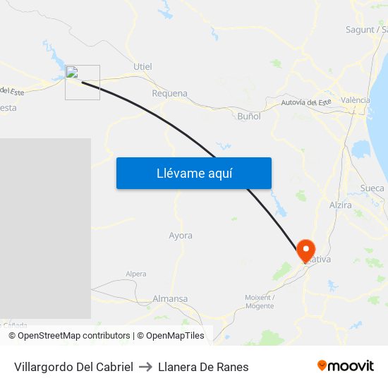 Villargordo Del Cabriel to Llanera De Ranes map