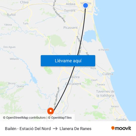 Estació Del Nord - Bailén to Llanera De Ranes map