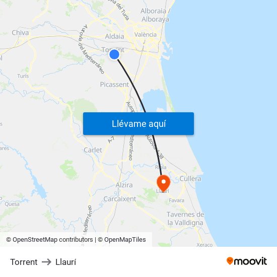 Torrent to Llaurí map