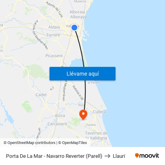 Porta De La Mar to Llaurí map