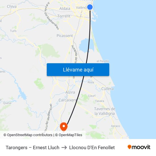 Tarongers – Ernest Lluch to Llocnou D'En Fenollet map