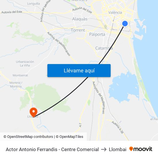 Actor Antonio Ferrandis - Centre Comercial to Llombai map