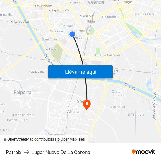 Patraix to Lugar Nuevo De La Corona map