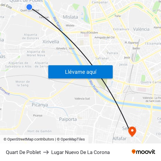 Quart De Poblet to Lugar Nuevo De La Corona map