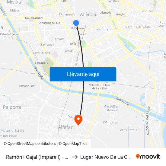 Ramón I Cajal (Imparell) - Jesús to Lugar Nuevo De La Corona map