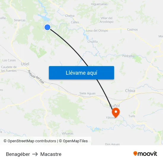 Benagéber to Macastre map